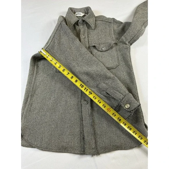 Vtg Woolrich Gray Shacket Mens Medium Herringbone Shirt‎ Wool Jacket Button Up - Picture 9 of 9